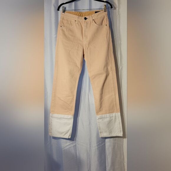 *RAG & BONE STRAIGHT LEG MID-RISE PINK/WHITE JEANS Final Discount - Picture 1 of 12